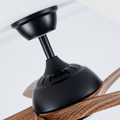 56" Matte Black & Wood Ceiling Fan with LED Light - view 13