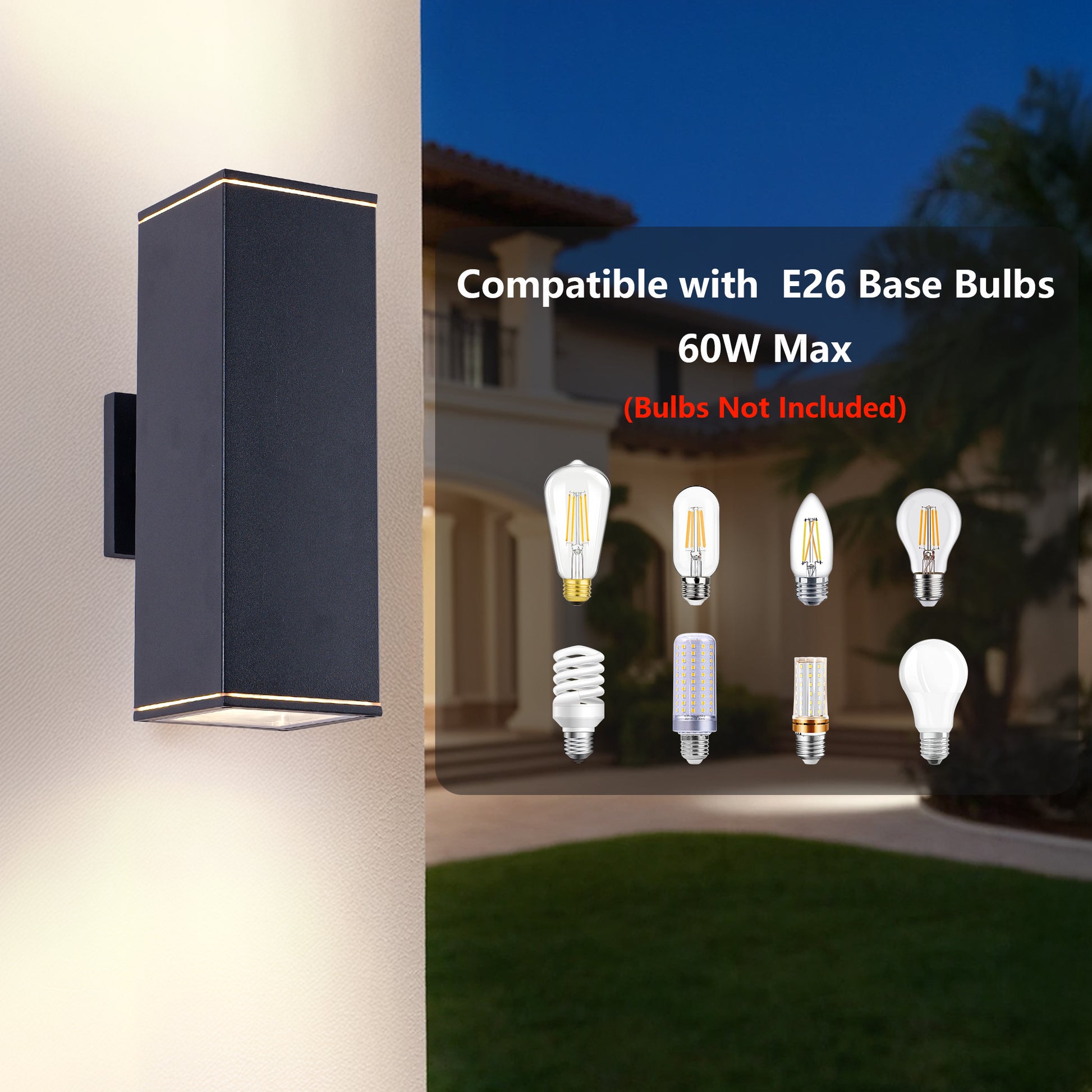 14" Matte Black Outdoor Porch Wall Light, Set of 2 - view 6