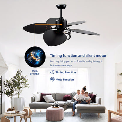 42" Matte Black Ceiling Fan with Light and Remote - view 10