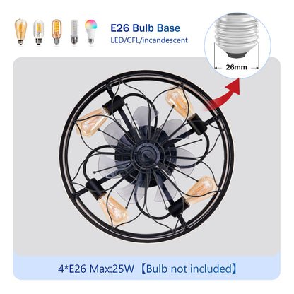 20" Lotus Fabric Farmhouse Bladeless Ceiling Fan with Remote - view 8