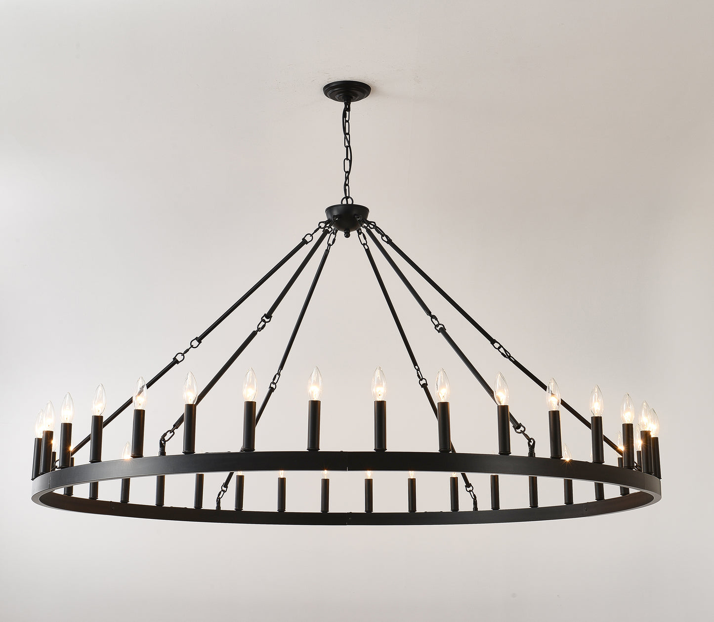 63.8" 36-Light Wagon Wheel Farmhouse Chandelier - view 20