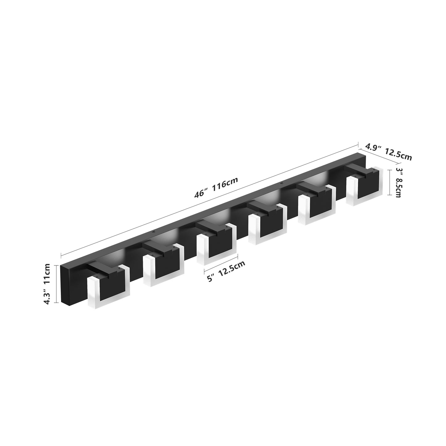 6-Light Matte Black Acrylic LED Vanity Light - view 9
