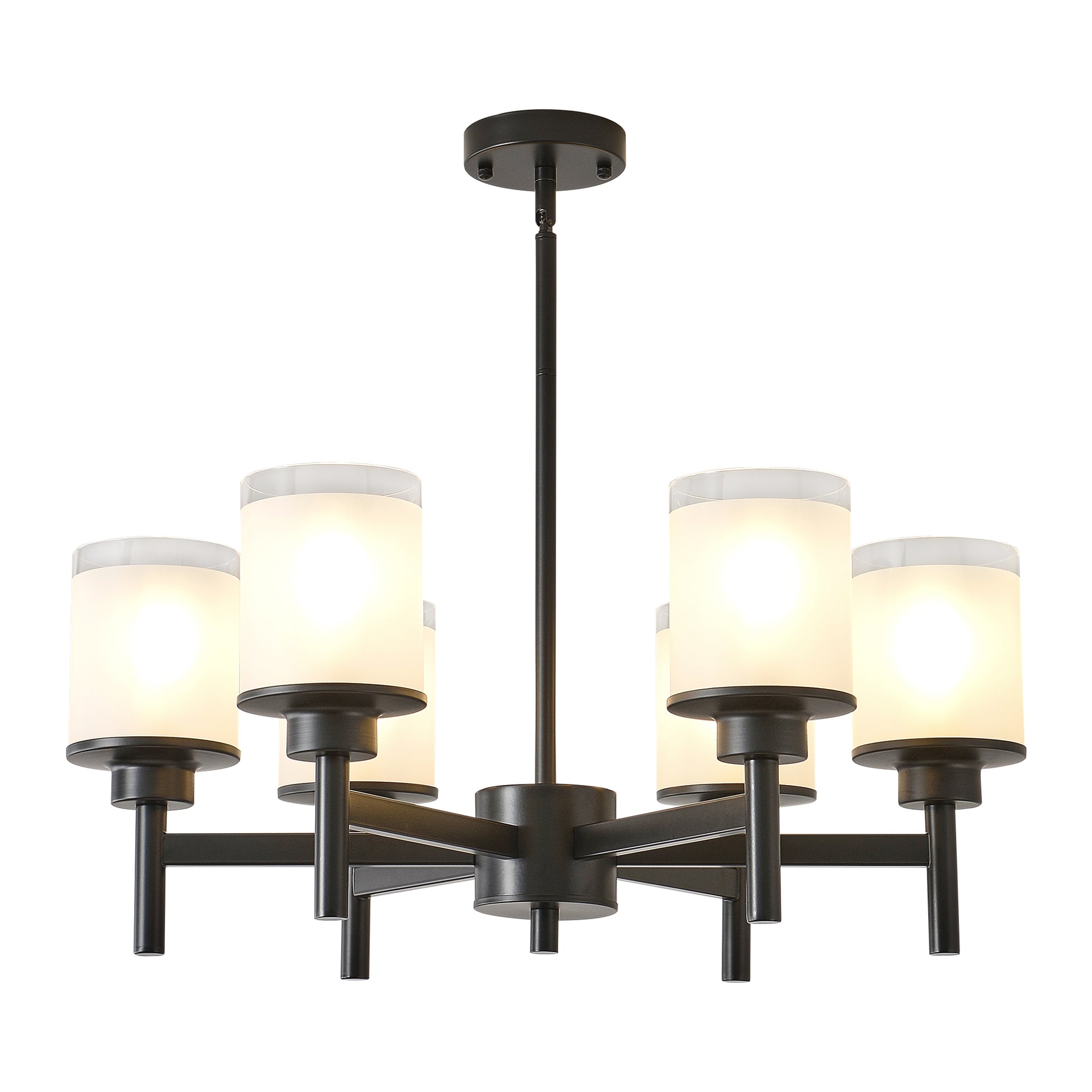 6-Light Black Farmhouse Chandelier with Frosted Glass - view 14