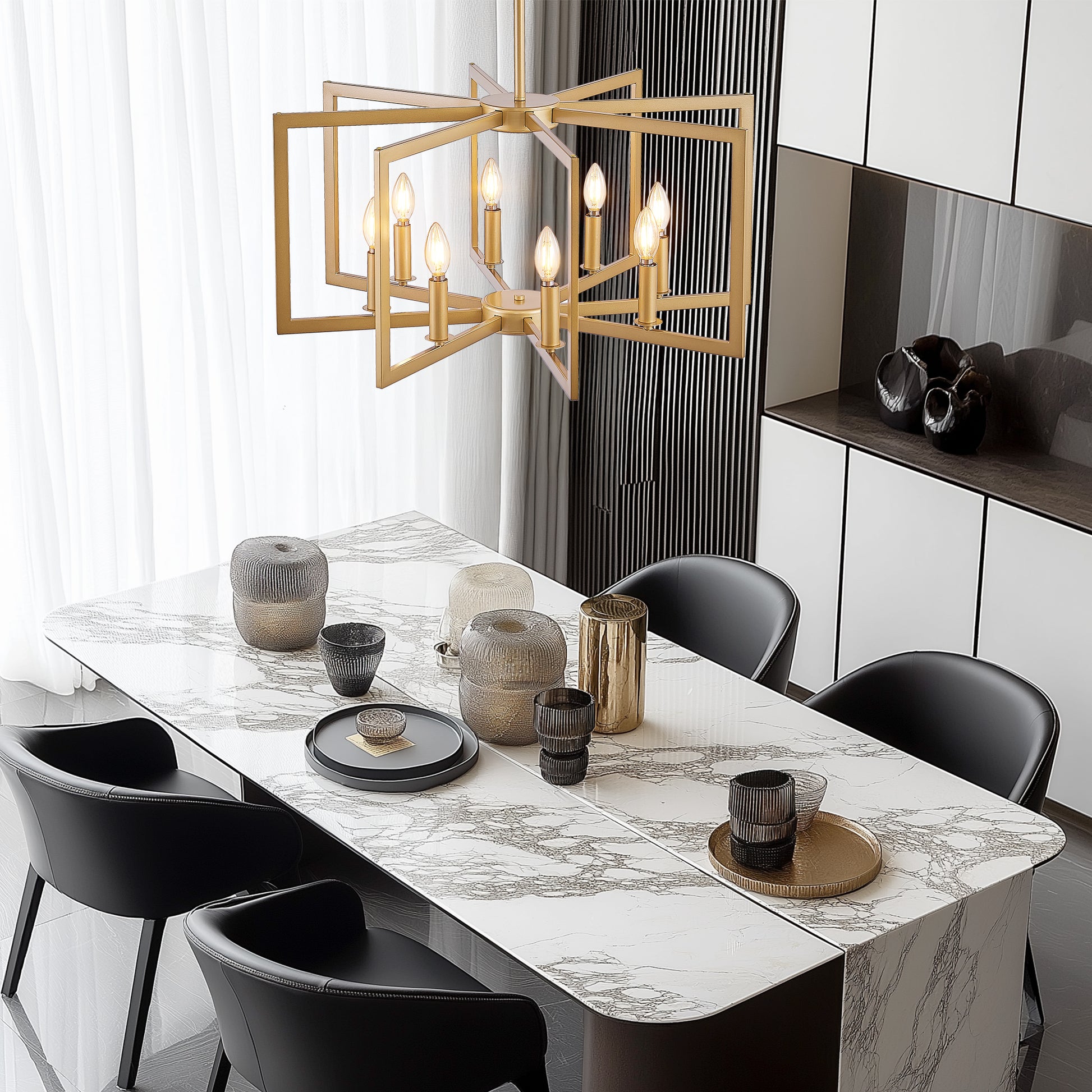 27" 8-Light Gold Geometric Chandelier - view 2