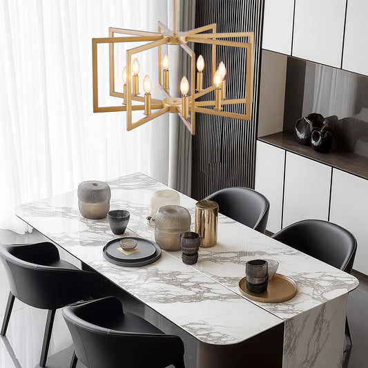 27" 8-Light Gold Geometric Chandelier - view 2