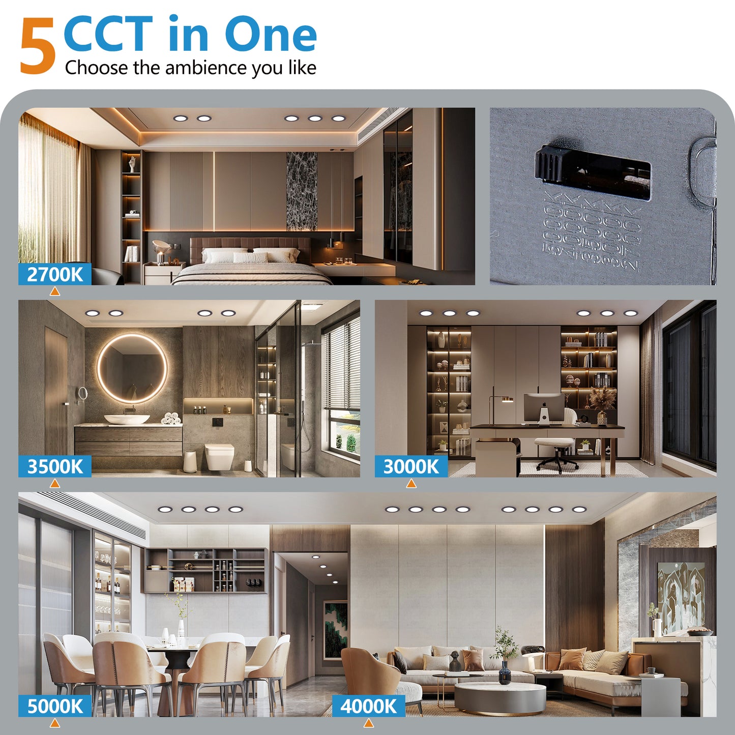 6" Black LED Recessed Ceiling Light, 12-Pack - view 4