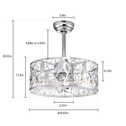 18" Chrome Caged Industrial 5-Blade Ceiling Fan - view 9