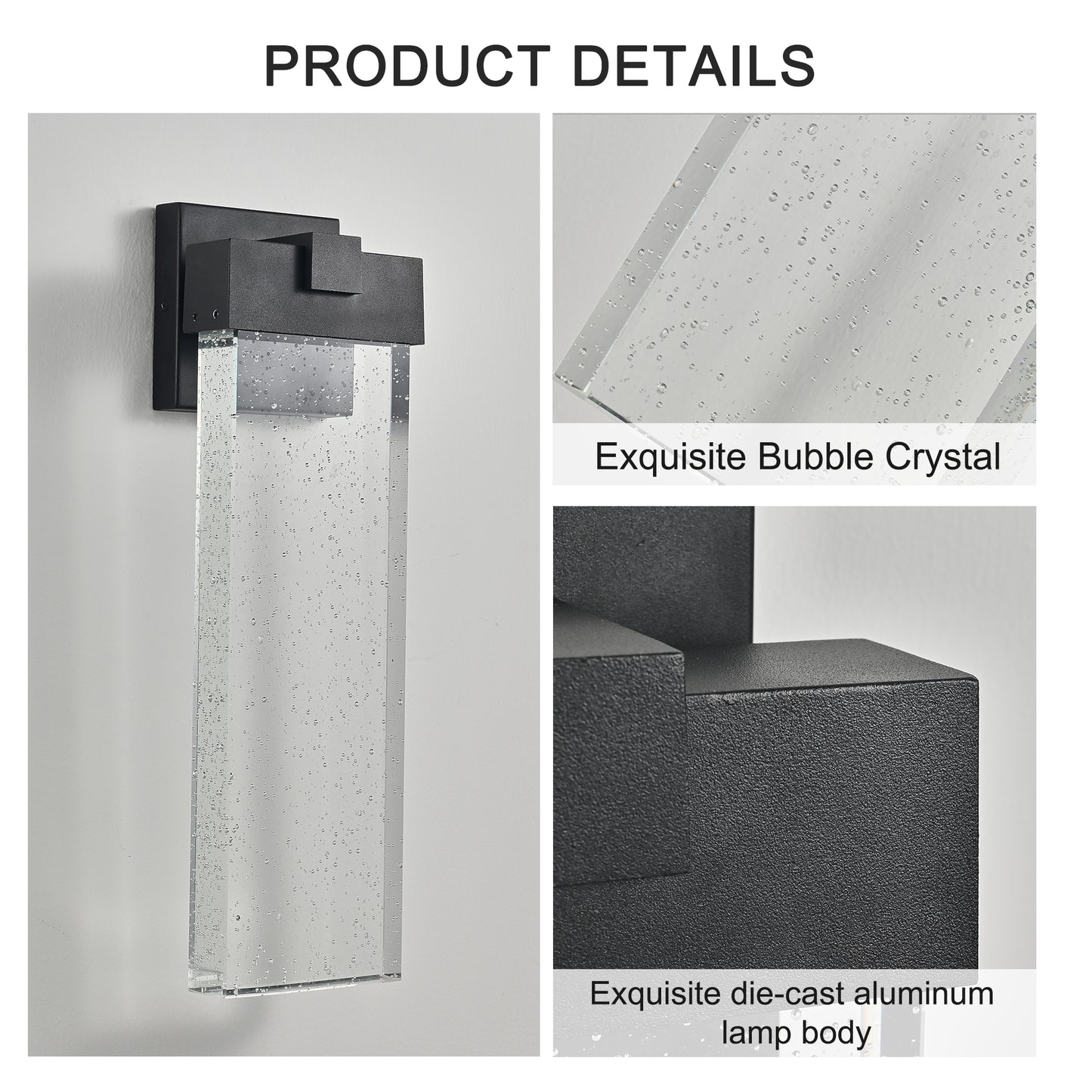 Black Bubble Crystal LED Outdoor Wall Light, 18"H - view 10