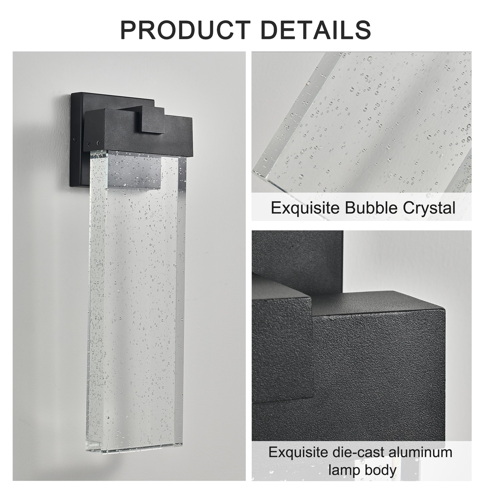 Black Bubble Crystal LED Outdoor Wall Light, 18"H - view 10