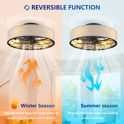 20" Farmhouse Fabric Bladeless Ceiling Fan with Remote - view 12