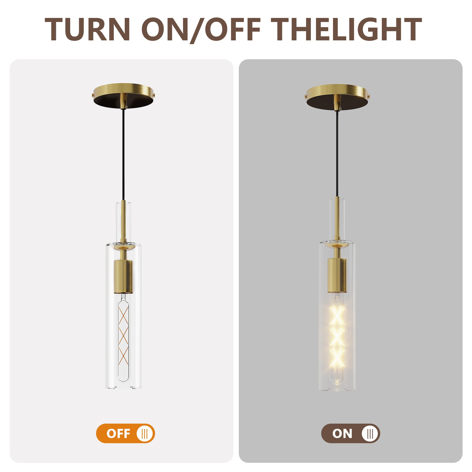Gold Pendant Light with Striped Glass Shade, Set of 3 - view 6