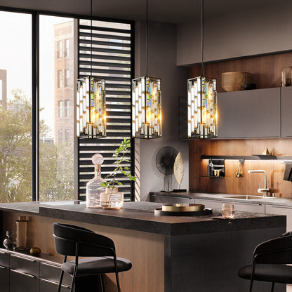4" Black Crystal Pendant Light, Set of 3 - view 3