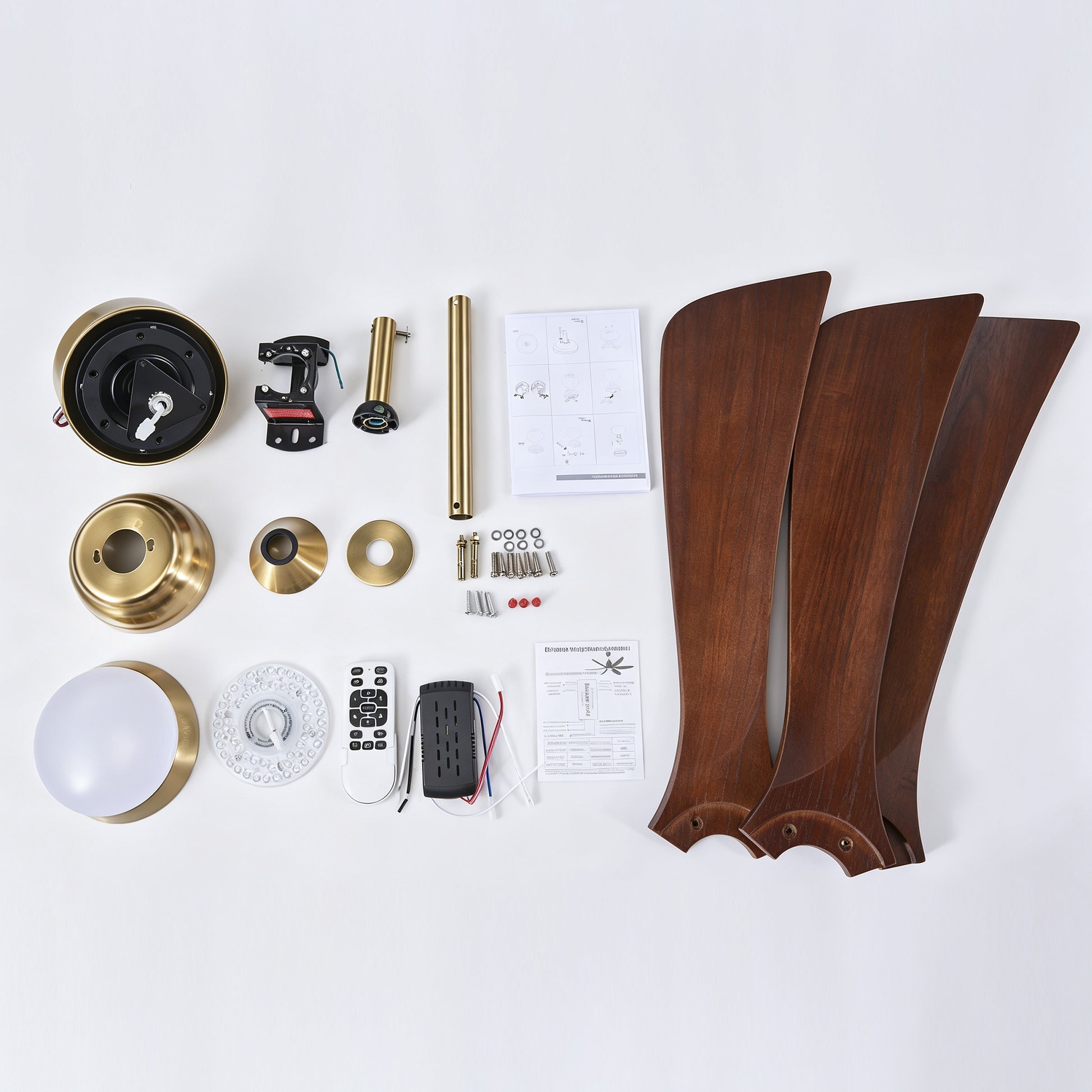 52" Gold Solid Wood Ceiling Fan with Remote - view 17