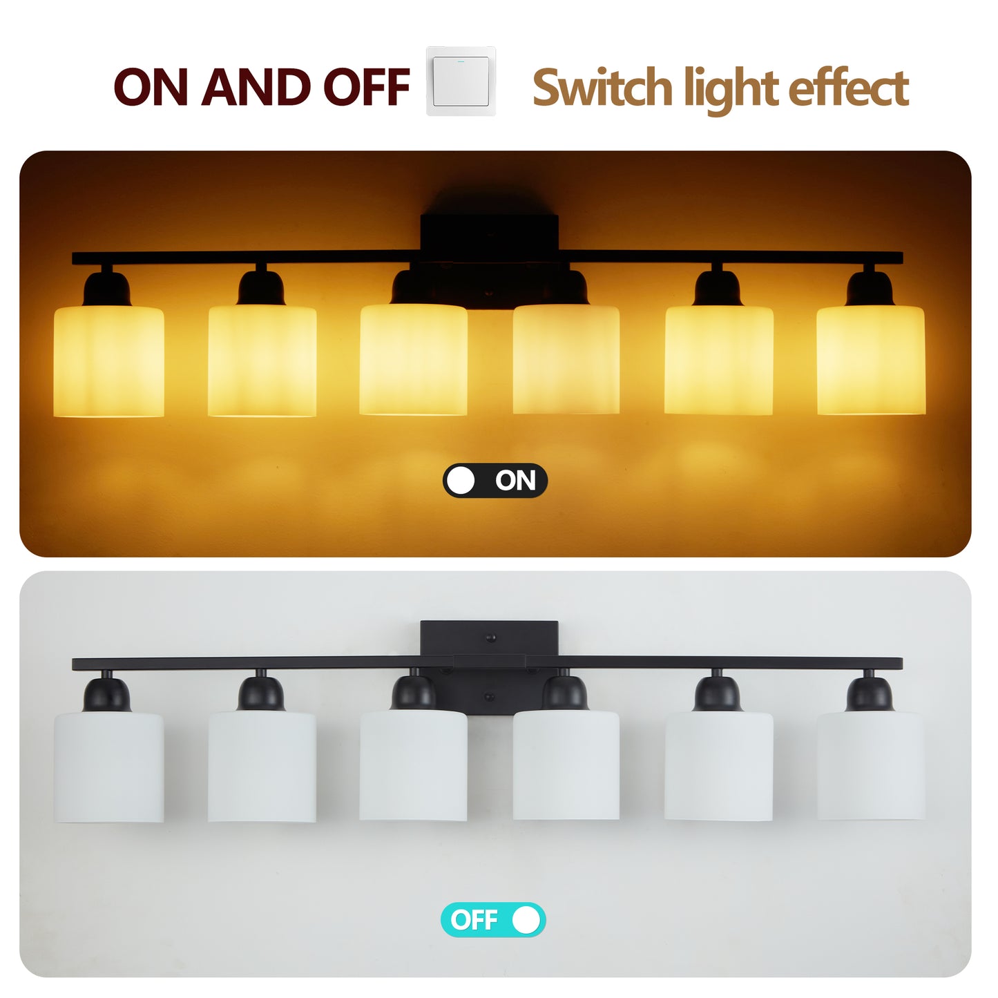 38" 6-Light Matte Black Vanity Light - view 6