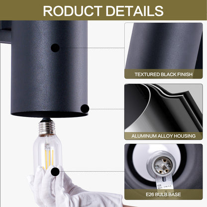 18" Matte Black Cylinder Outdoor Wall Light, Set of 2 - view 6