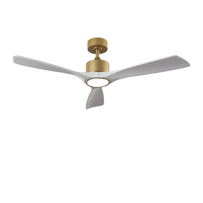52" Gold and White Solid Wood Ceiling Fan with Dimmable LED - view 14