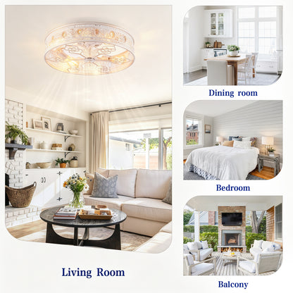20" White & Gold Crystal Caged Ceiling Fan with Remote - view 10