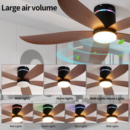 52" Matte Black 5-Blade Ceiling Fan with LED Light - view 4