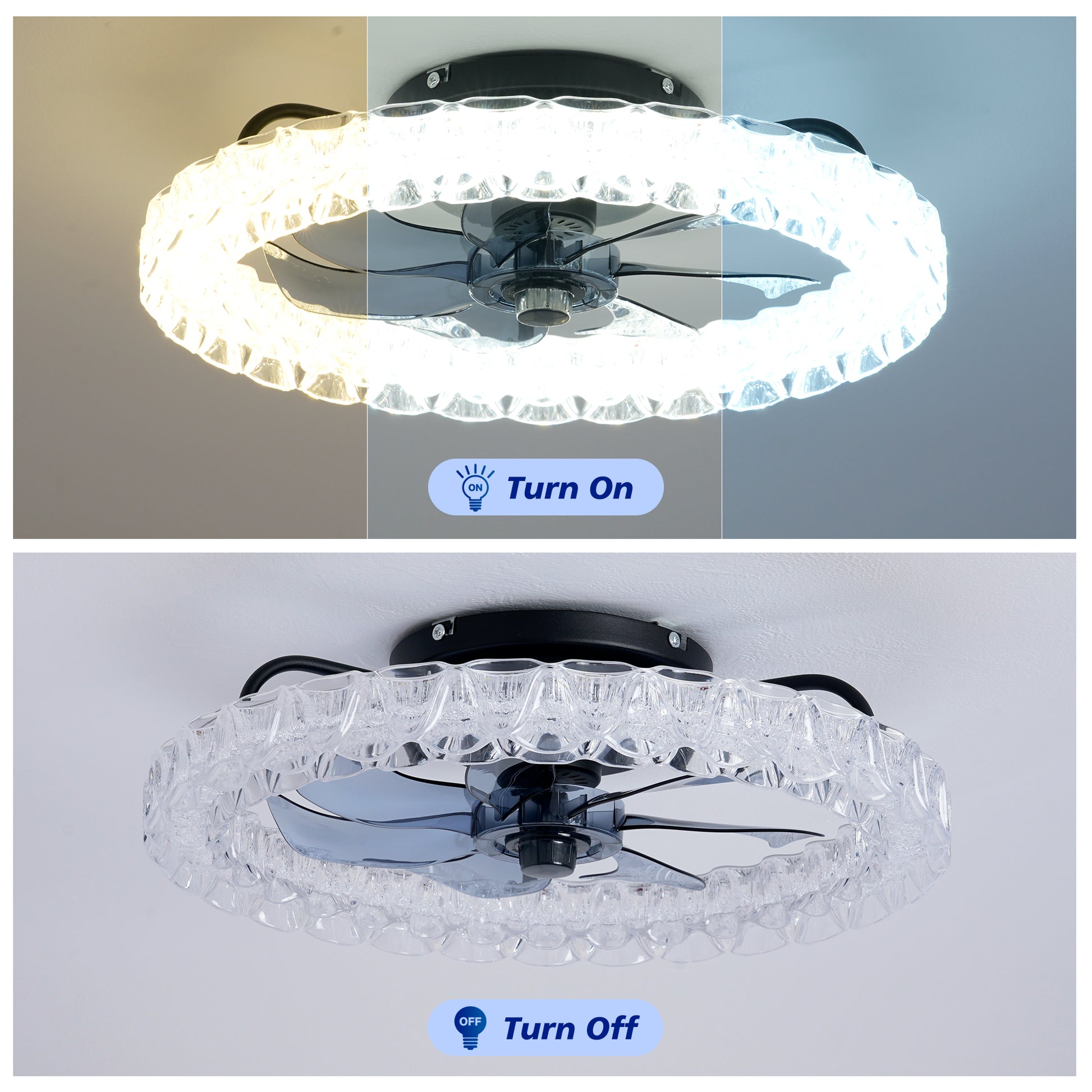 Matte Black Galaxy Ceiling Fan with Dimmable LED - view 9