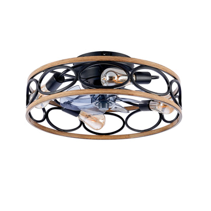 19" Matte Black Caged Ceiling Fan with Remote - view 16