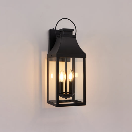 20" 2-Light Black Dusk to Dawn Outdoor Wall Light