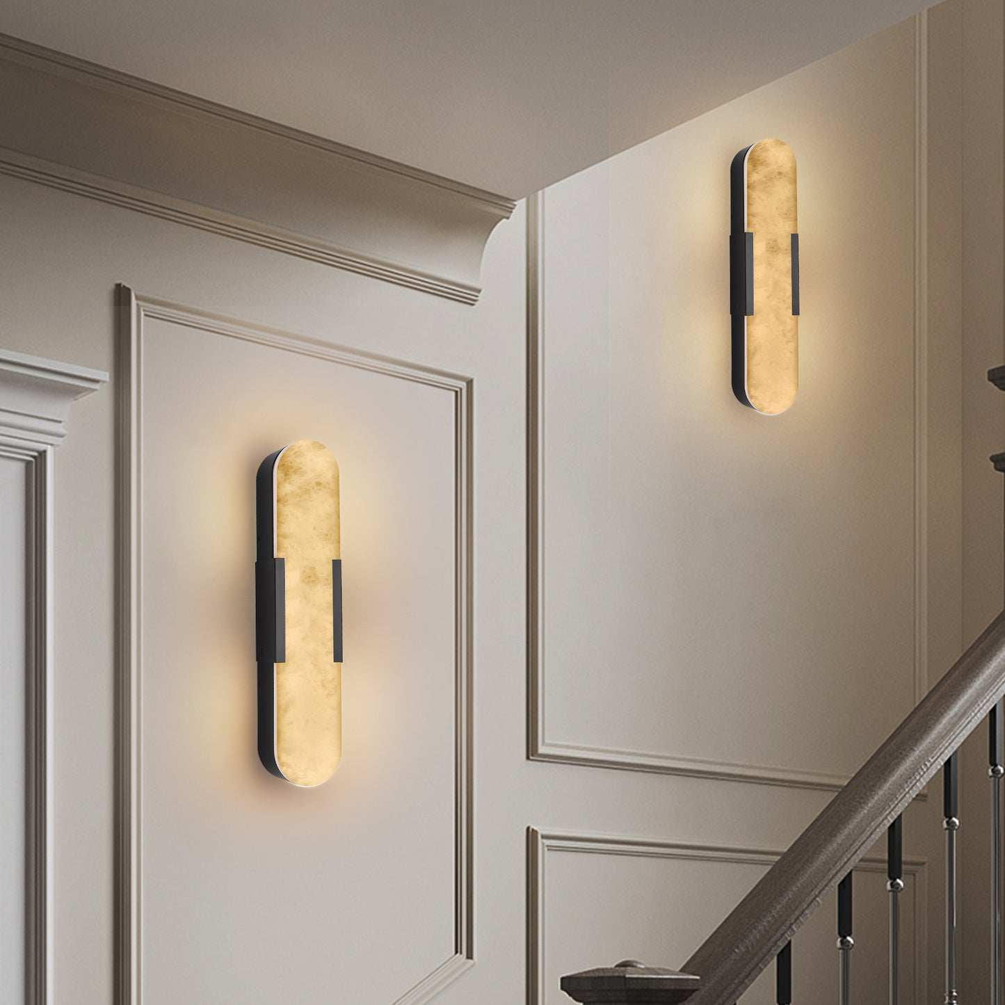 19.7" Natural Marble Black Wall Sconce, Set of 2 - view 4