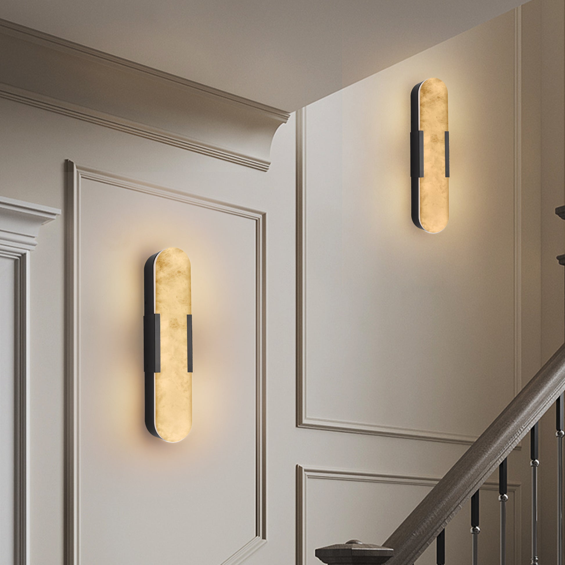 19.7" Natural Marble Black Wall Sconce, Set of 2 - view 4