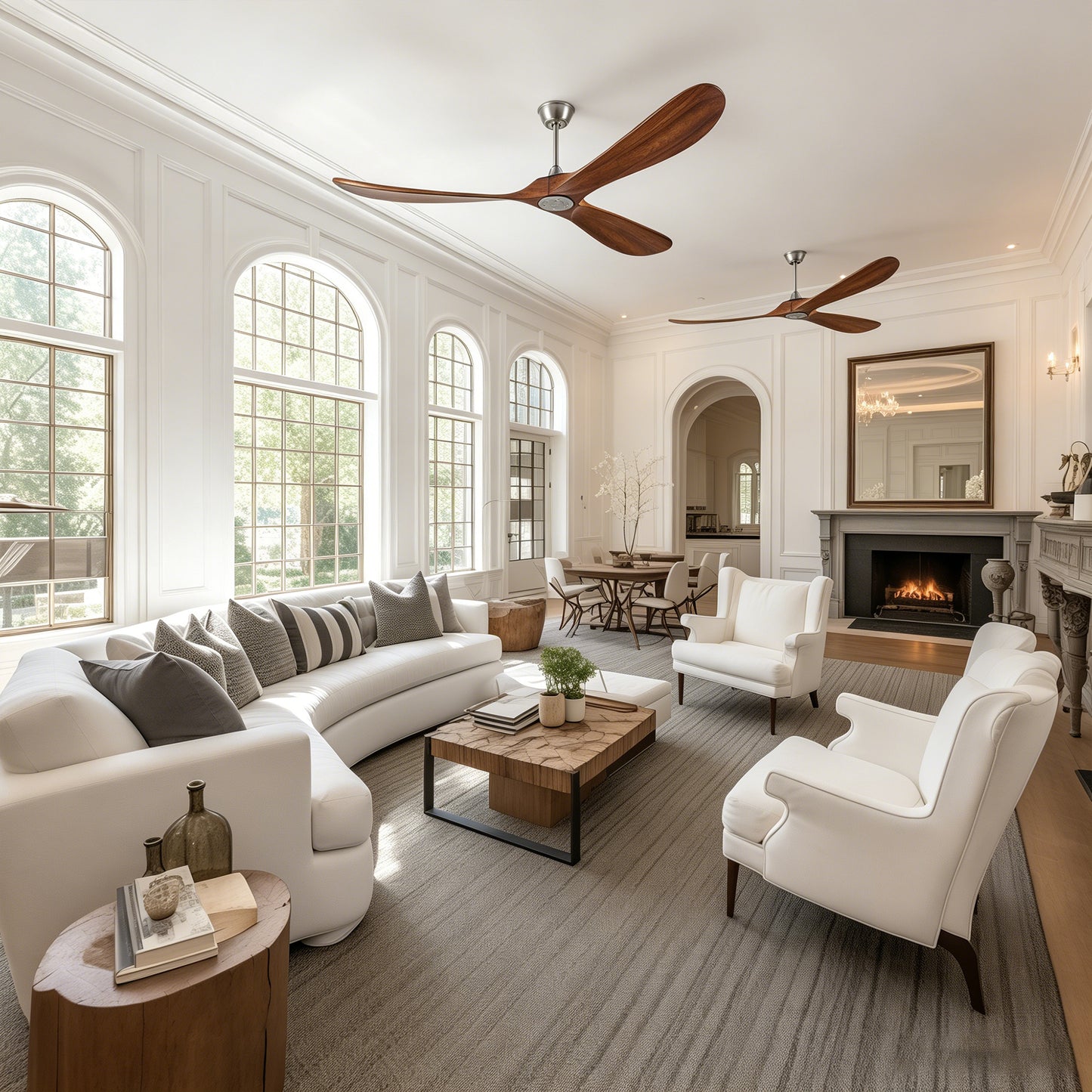 72" Walnut Solid Wood Ceiling Fan with Remote - view 3
