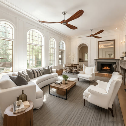 72" Walnut Solid Wood Ceiling Fan with Remote - view 3