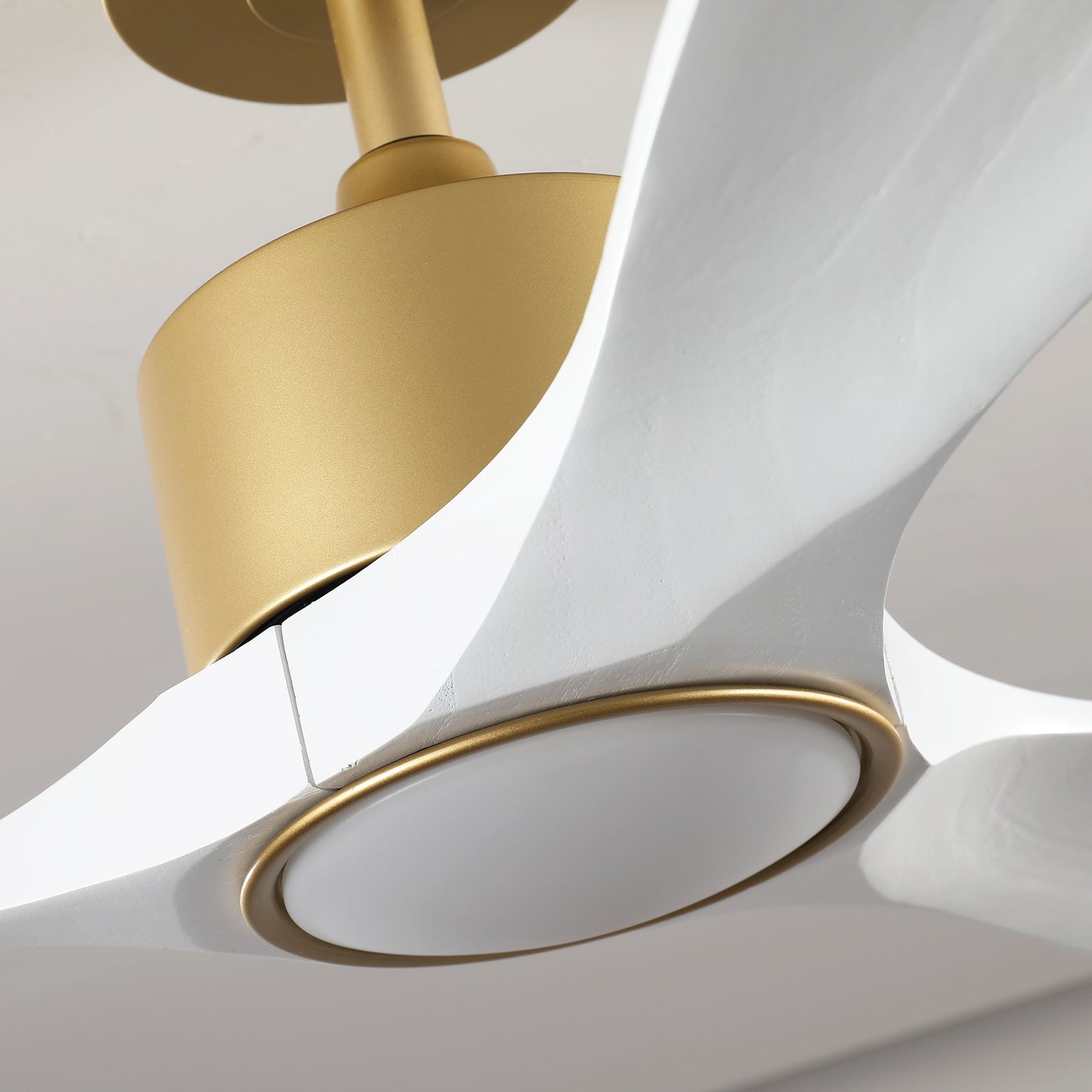 52" Gold and White Solid Wood Ceiling Fan with Dimmable LED - view 17