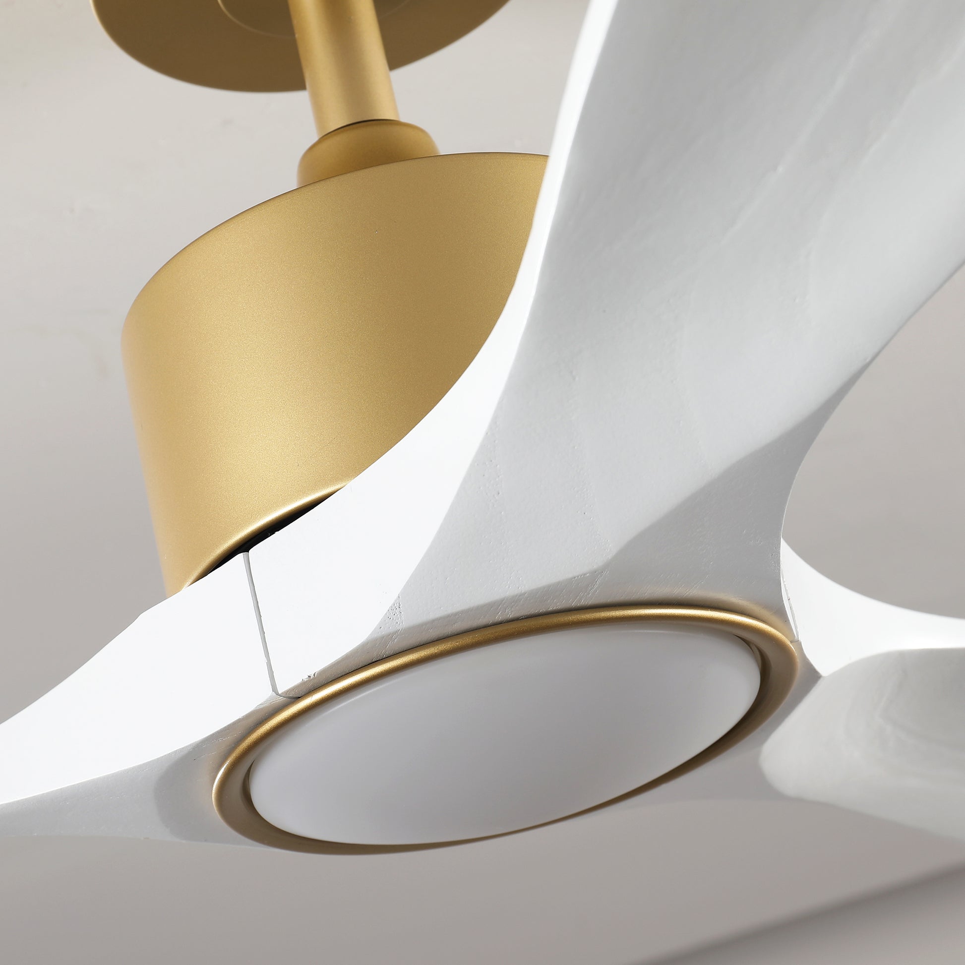 52" Gold and White Solid Wood Ceiling Fan with Dimmable LED - view 17