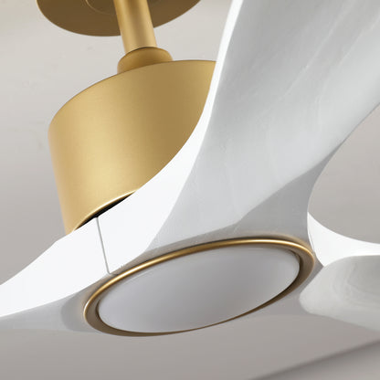 52" Gold and White Solid Wood Ceiling Fan with Dimmable LED - view 17