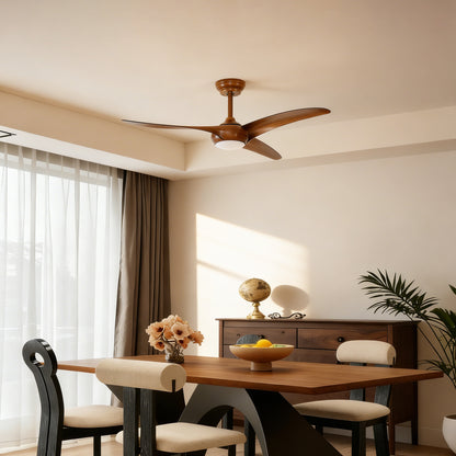 52" Wood Finish Ceiling Fan with LED Light and Remote - view 6