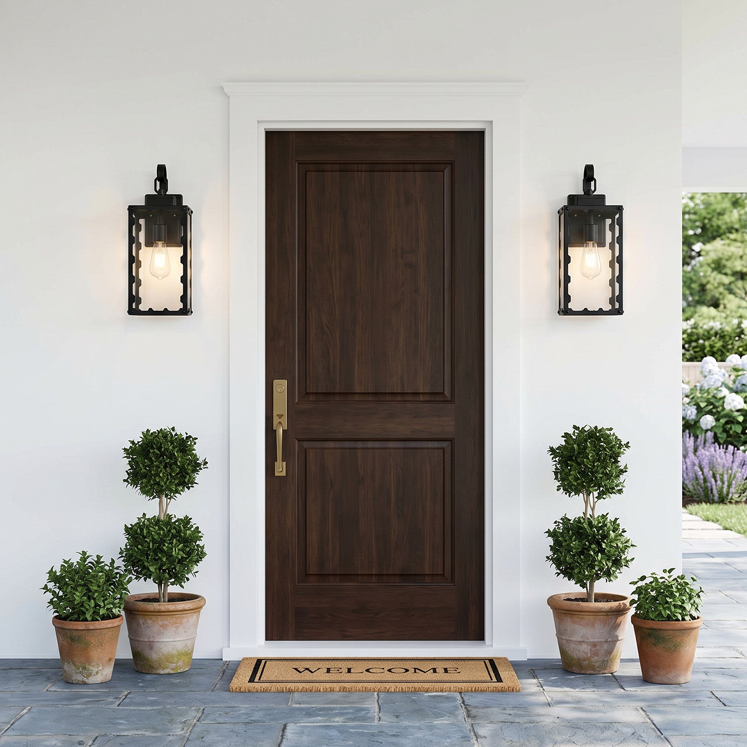 18" Matte Black Sawtooth Outdoor Wall Light with Clear Glass - view 2