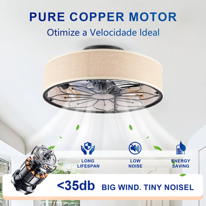 20" Lotus Fabric Farmhouse Bladeless Ceiling Fan with Remote - view 14