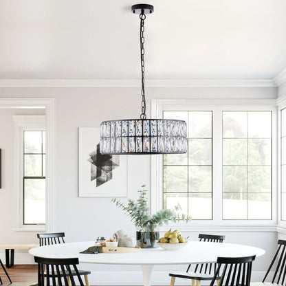 18" 6-Light Black Crystal Drum Chandelier