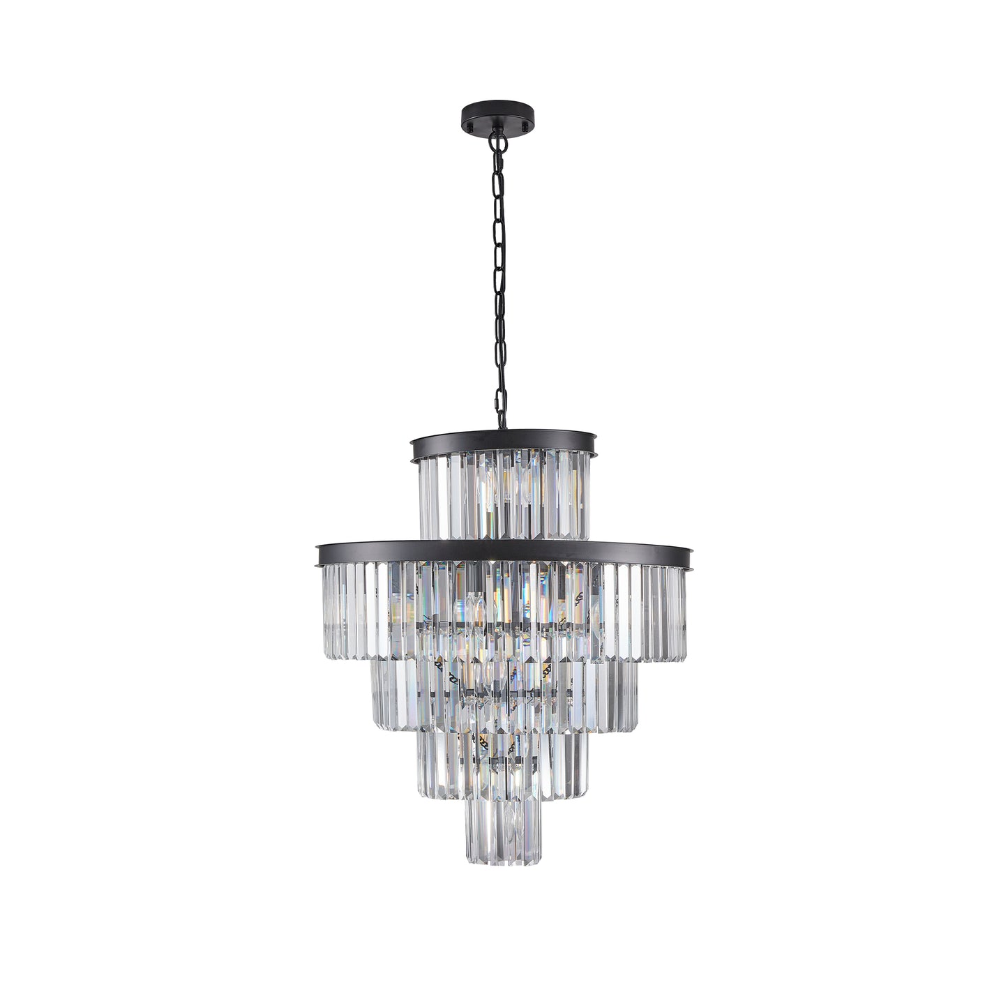 24" 5-Tier Black Crystal Chandelier, 15-Light - view 9