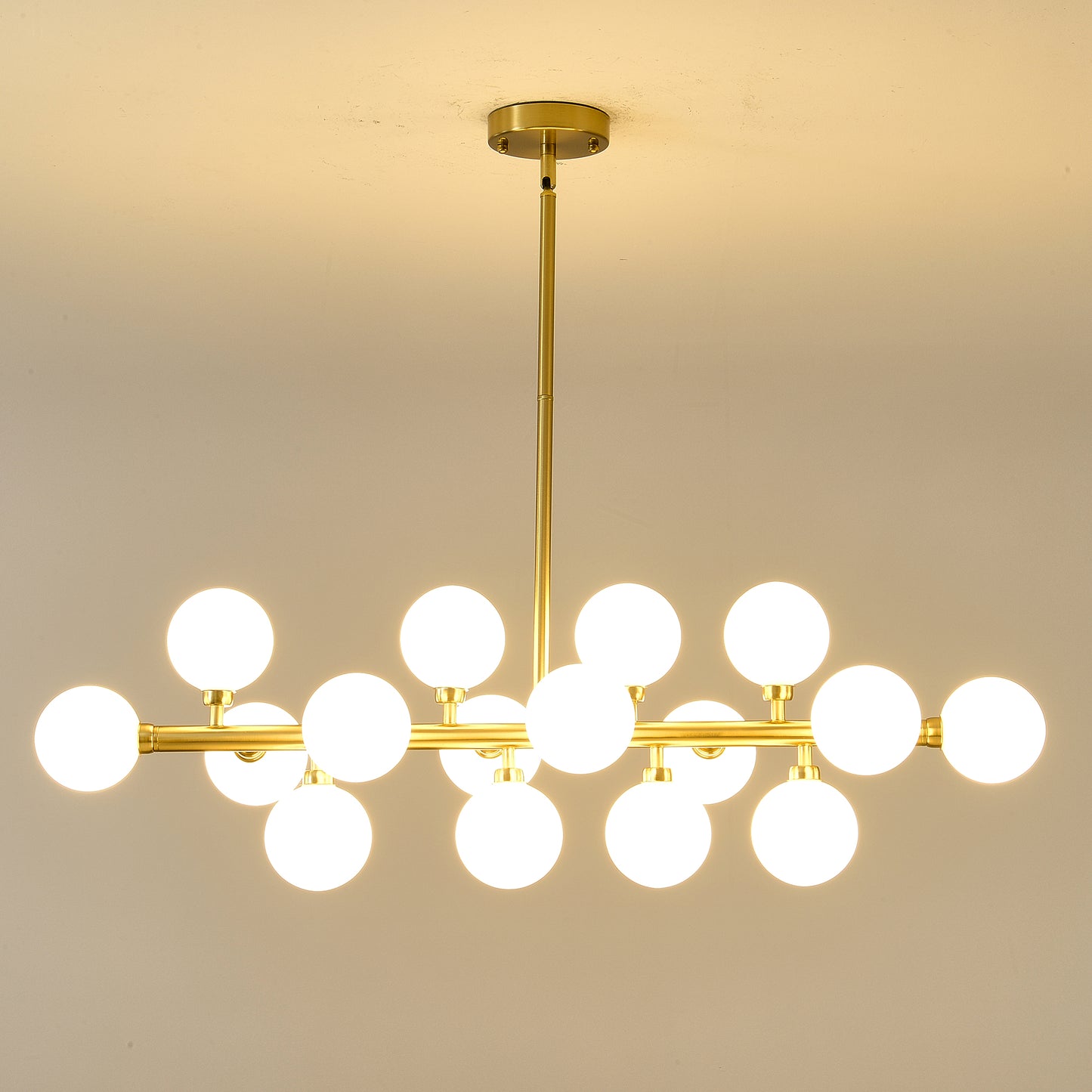 16-Light Gold Farmhouse Pendant Light with Opal Glass - view 9
