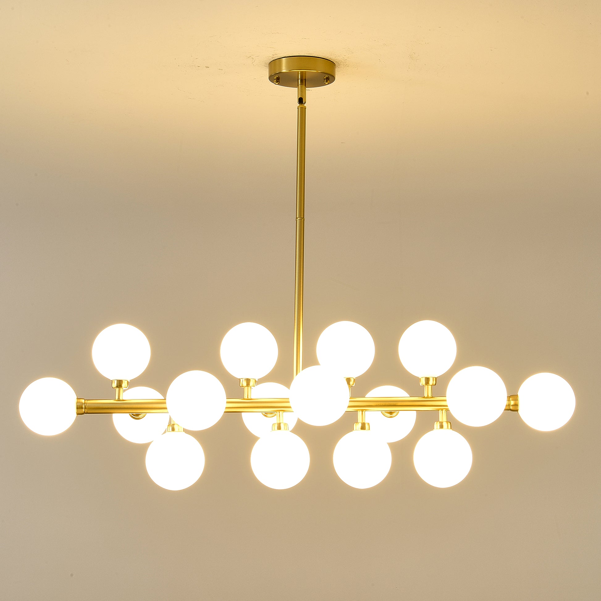 16-Light Gold Farmhouse Pendant Light with Opal Glass - view 9