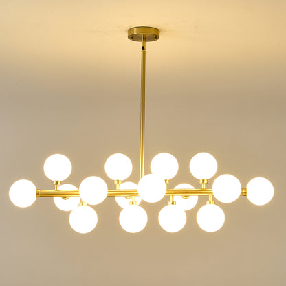 16-Light Gold Farmhouse Pendant Light with Opal Glass - view 9