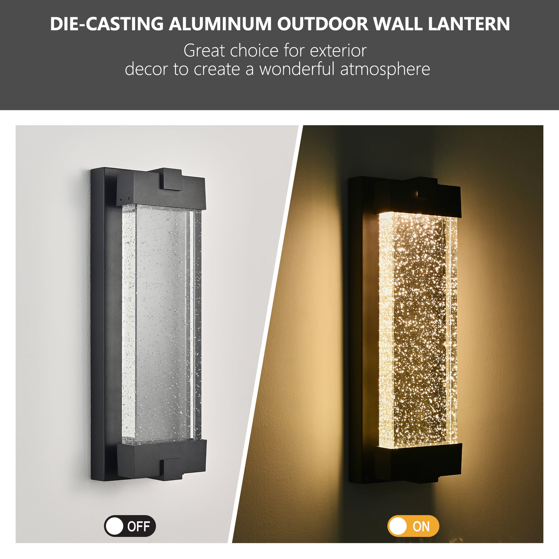 Black Bubble Crystal LED Outdoor Wall Light, 19"H - view 6