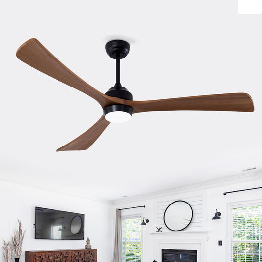 62" Matte Black 3-Blade Solid Wood Ceiling Fan with Remote - view 2