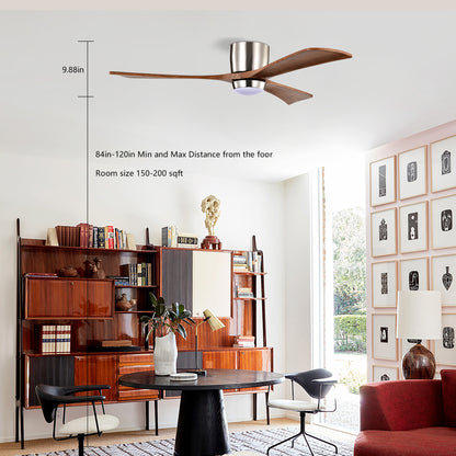 52" Nickel Flush Mount Wood Ceiling Fan with Remote - view 8