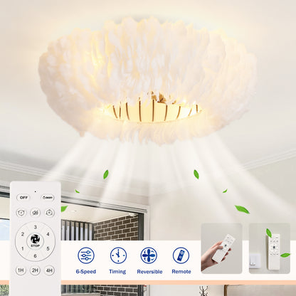 20" White Feather Caged Ceiling Fan with Remote - view 10