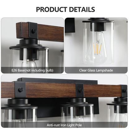 42" 6-Light Farmhouse Vanity Wall Light with Wood Accent - view 8