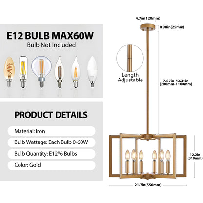 22" 6-Light Gold Geometric Chandelier - view 10