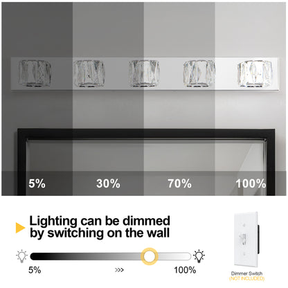 35" 5-Light Chrome Crystal LED Vanity Light - view 10