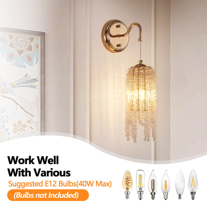 Gold Cascading Crystal Bead Wall Light, Set of 2 - view 6