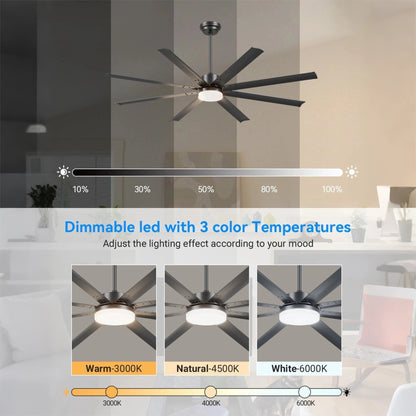 72" Black Industrial Ceiling Fan with Remote - view 4