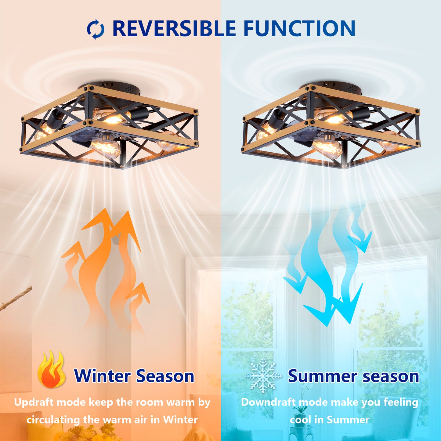 22.6" Bronze Flush Mount Ceiling Fan with Remote - view 10